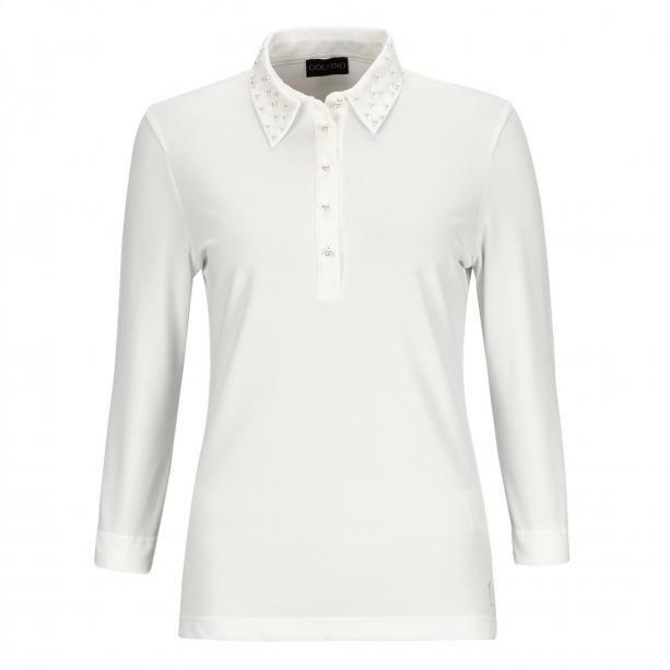NWT Golfino Ladies PEARLS 3/4 SLEEVE POLO 4332322 101 Ivory Sz 4 6 8 10 12 14