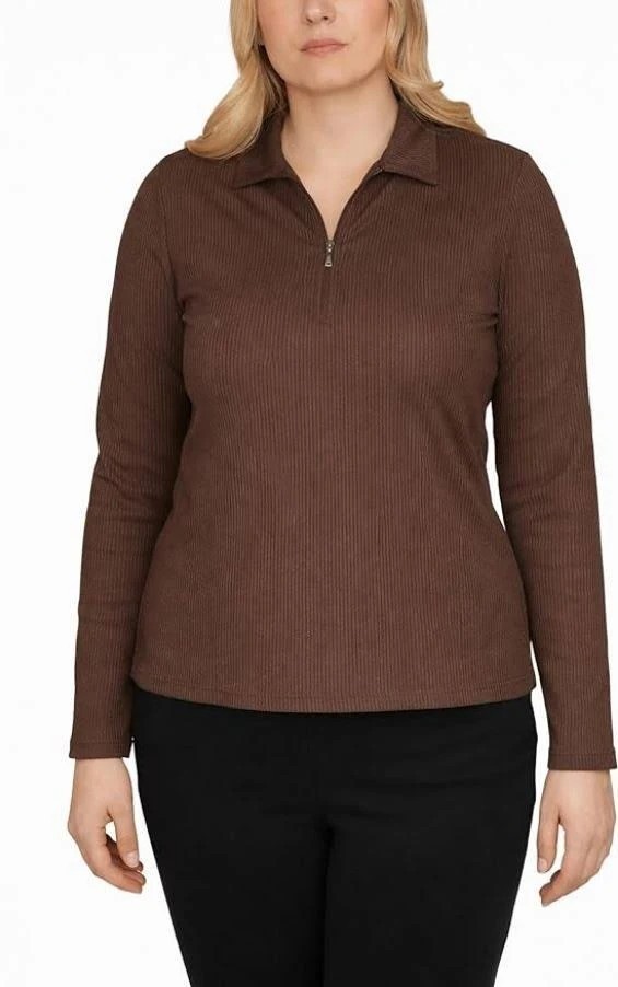 Greg Norman Women’s Perf Stretch 1/4 Zip Long Sleeve Brown Color Large Size, NWT