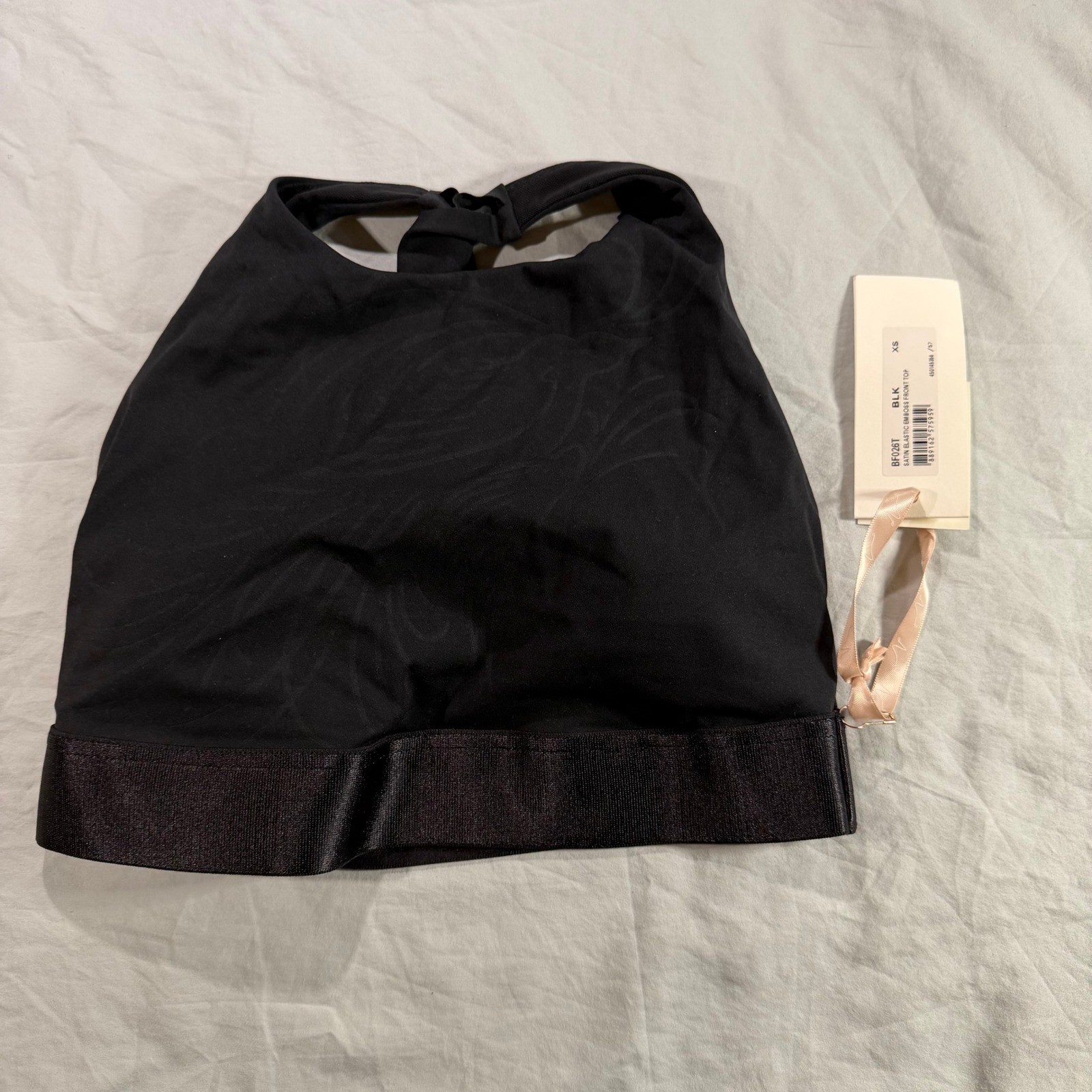 Zise by Bloch Odette Twist Back Crop Top Black High Neck XS NEW