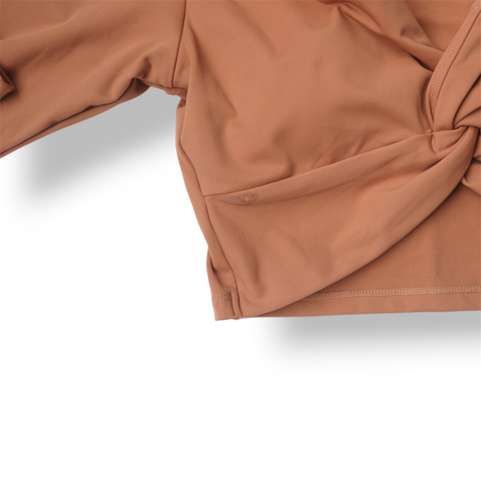 🍑 PChee Bum (M) Rust Twist Long Sleeve Crop Top, Sports Bra, Medium