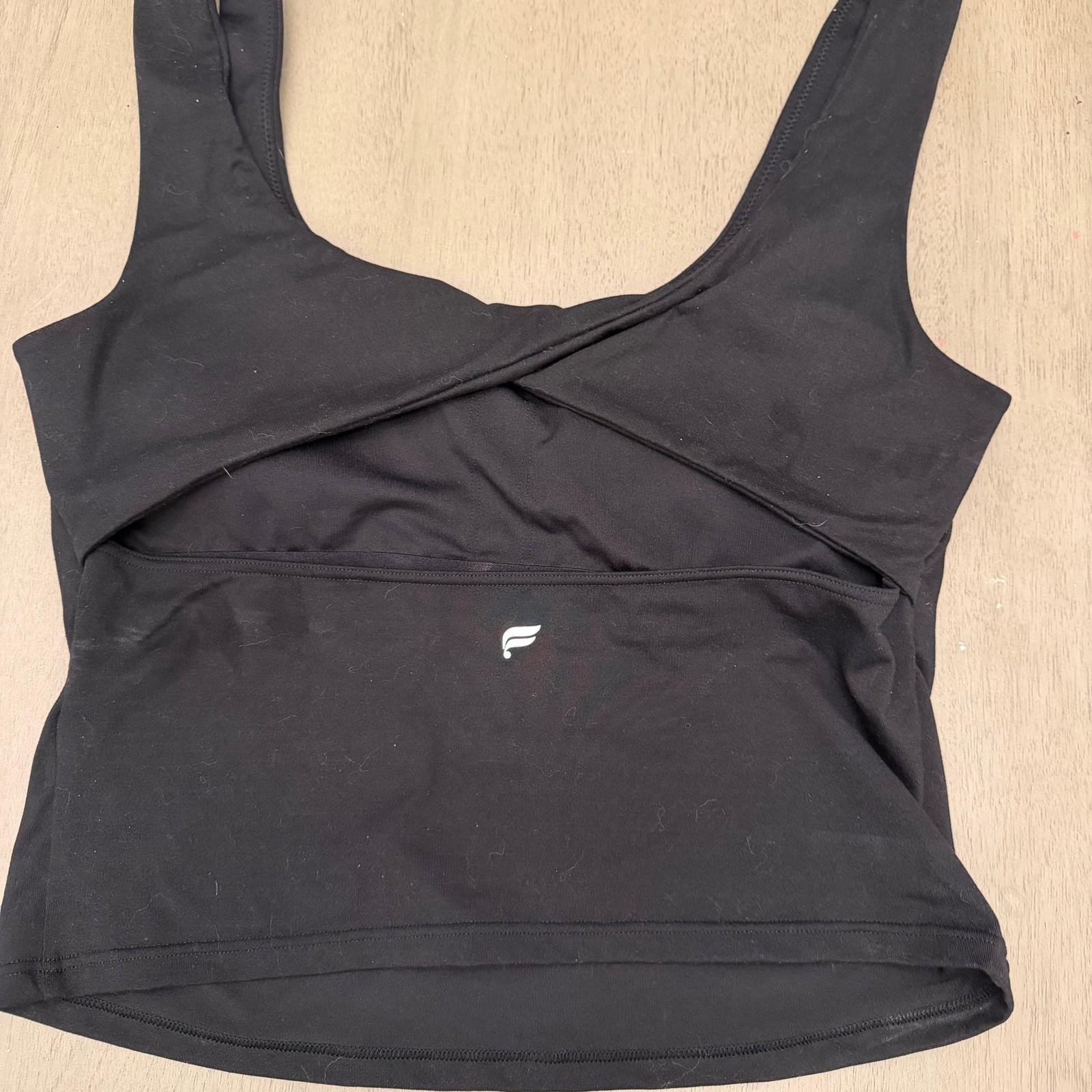 Fabletics Black Twist-Back Crossover Yoga Tank Top