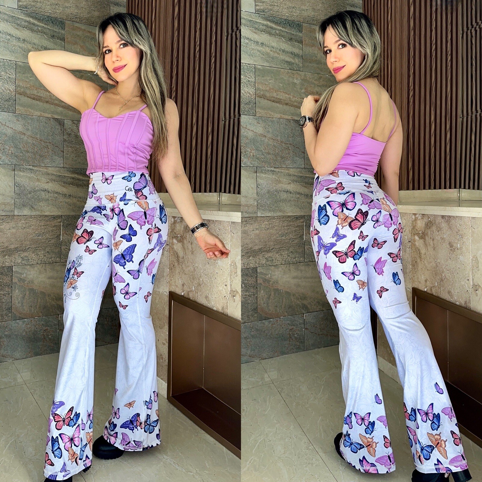 Colombian Brazilian Women’s Set Bell Boot High Waisted Pants & Top S M L Casual