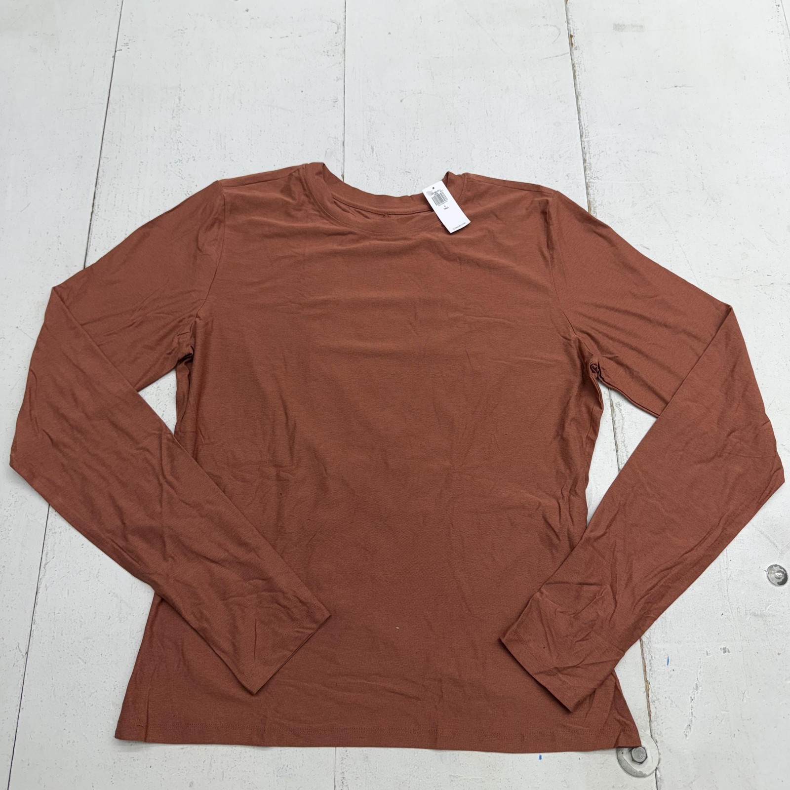 Old Navy Shirt Womens L Tall Brown CloudMotion Go-Dry Long Sleeve Backless
