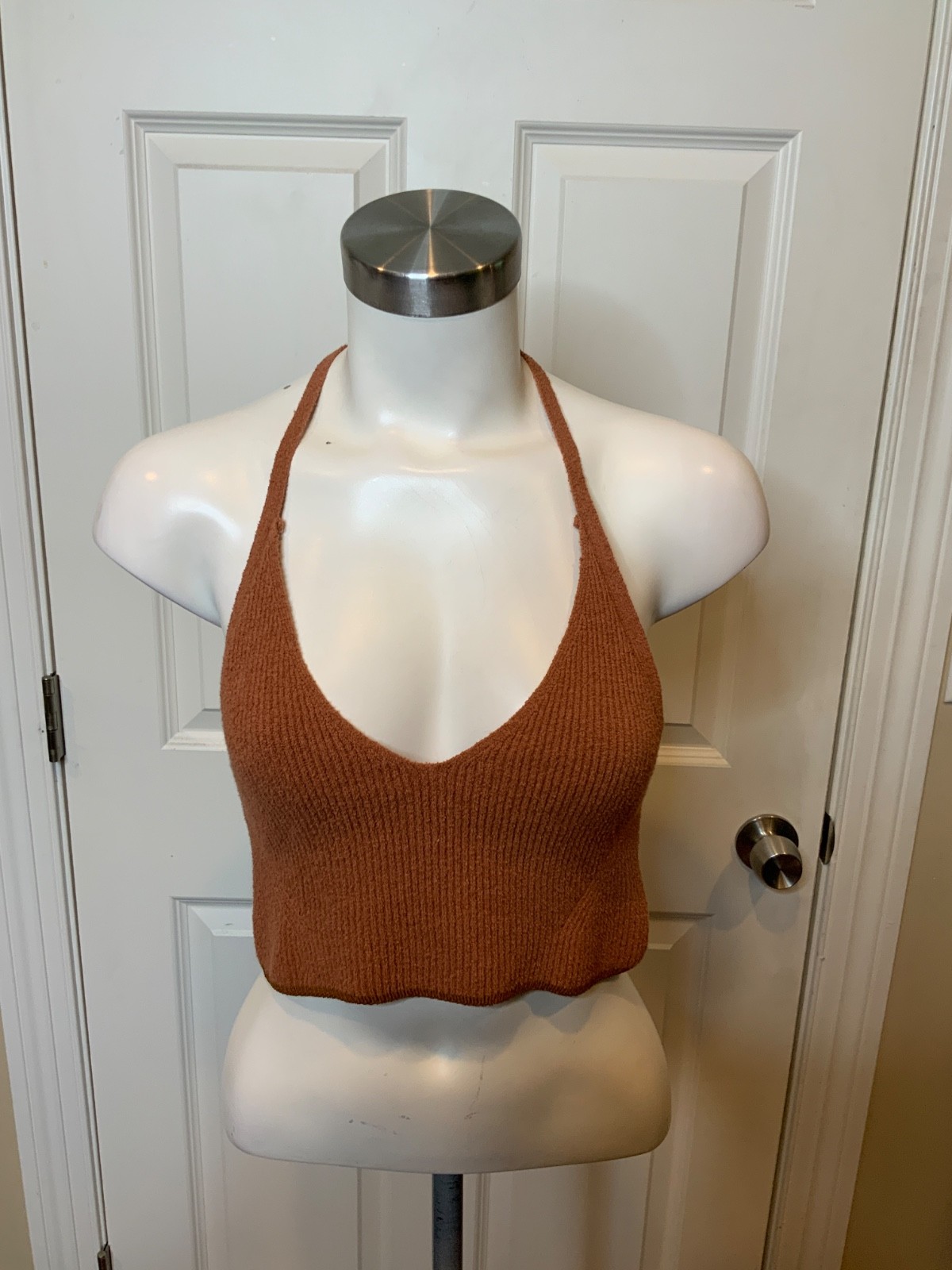 Rag & Bone Light Brown Ribbed Crop Tank Top, Size Small