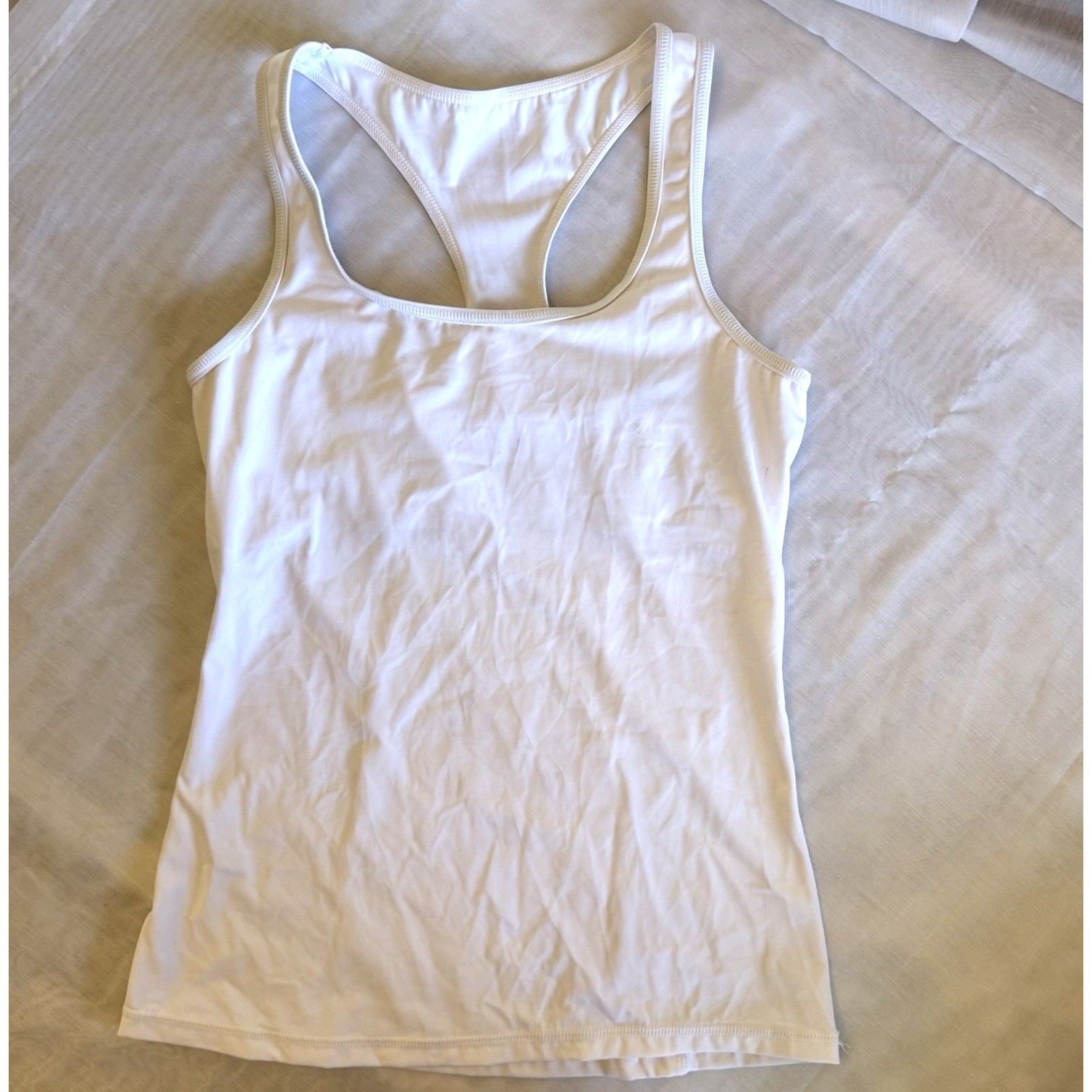 Balera Racerback Dance Tank Top Women Medium Adult White Shelf Bra Jazz Camisole