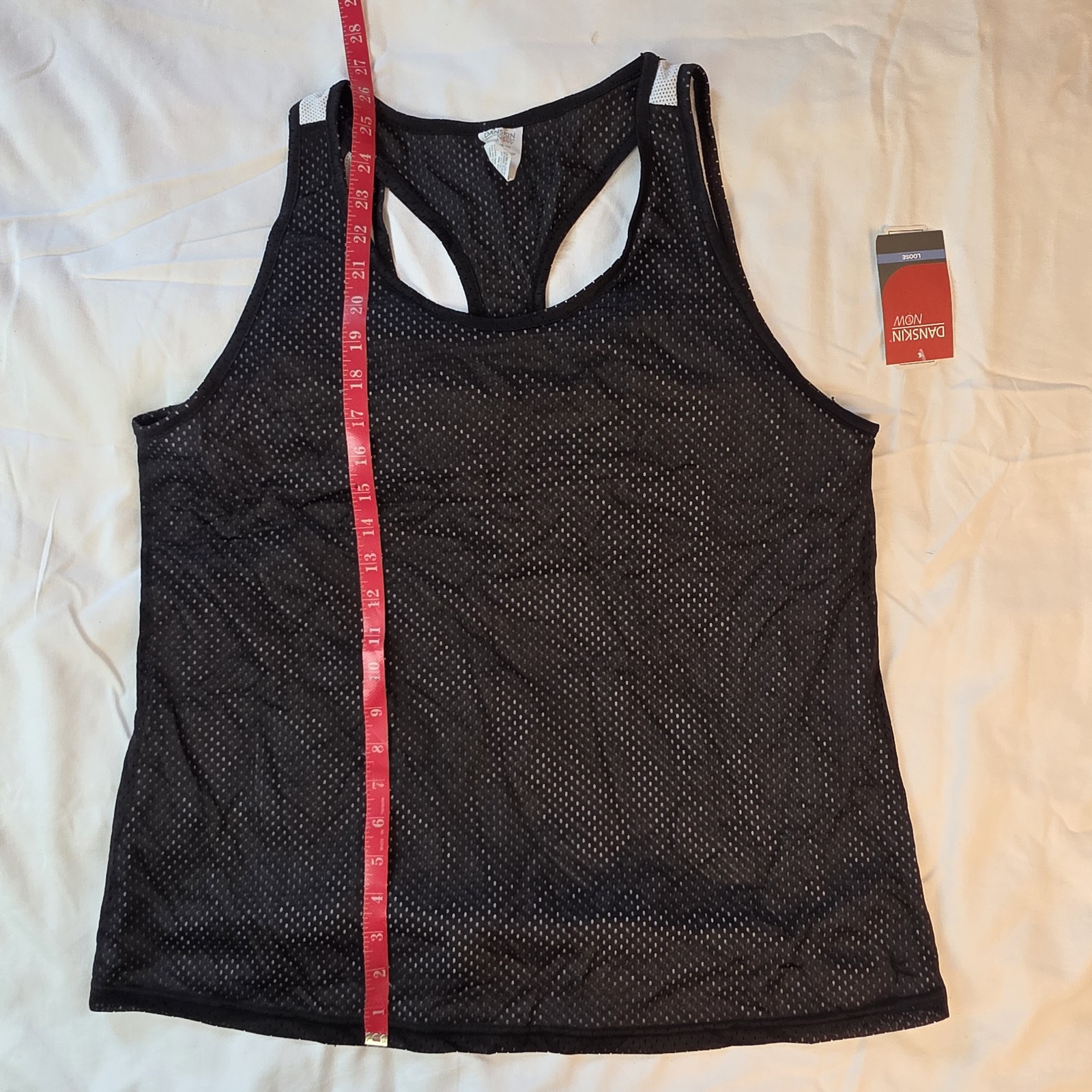 Danskin Now Women XL 16-18 Reversible Mesh Tank Top Black White Active NWT