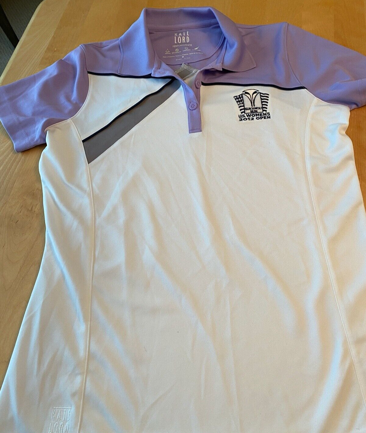 KATE LORD US WOMENS OPEN 2012 BLACKWOLF RUN PURPLE WHITE GOLF POLO SHIRT SZ M