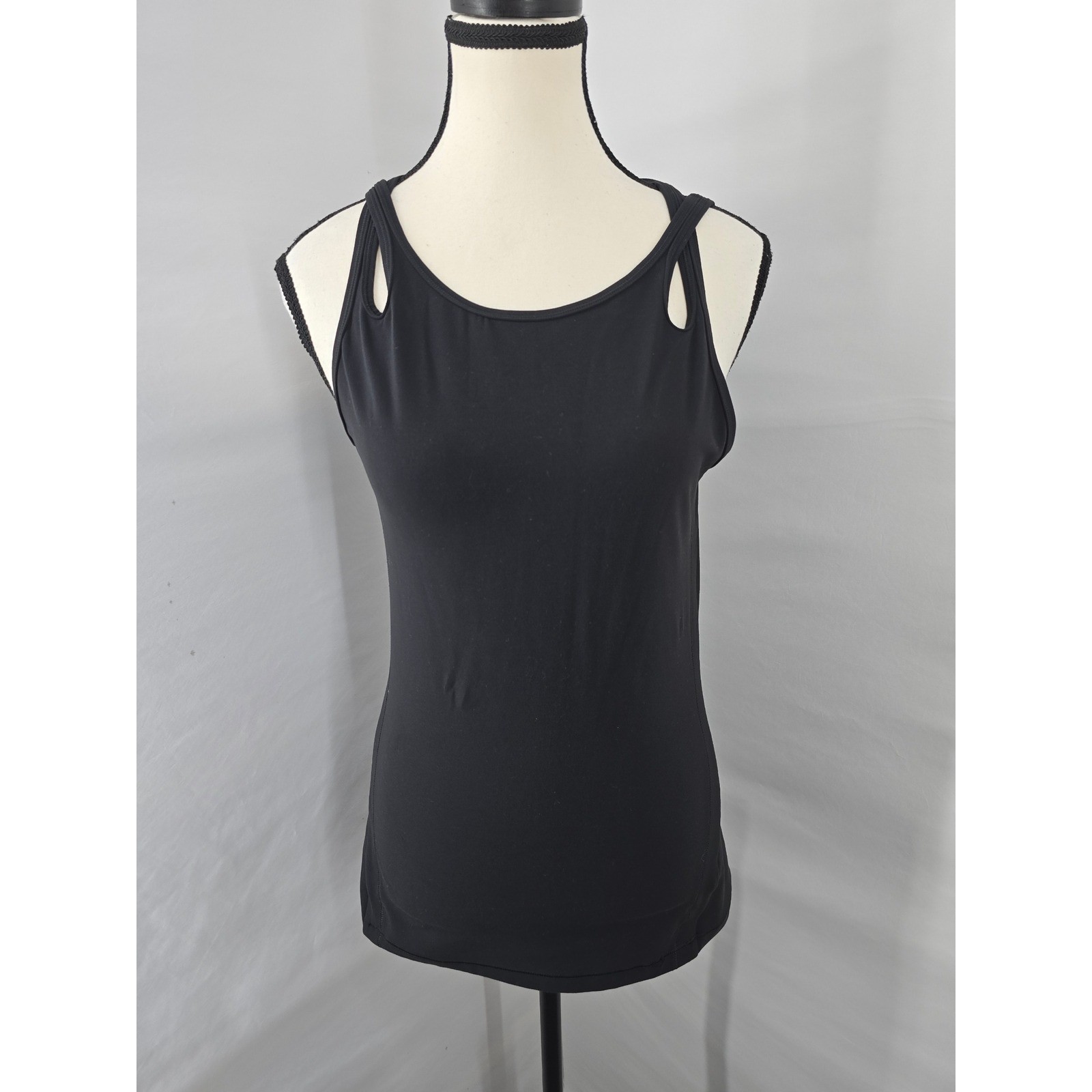 Athleta Black Double Strap Cutout Activewear Tank Top Medium Yoga Gym Workout