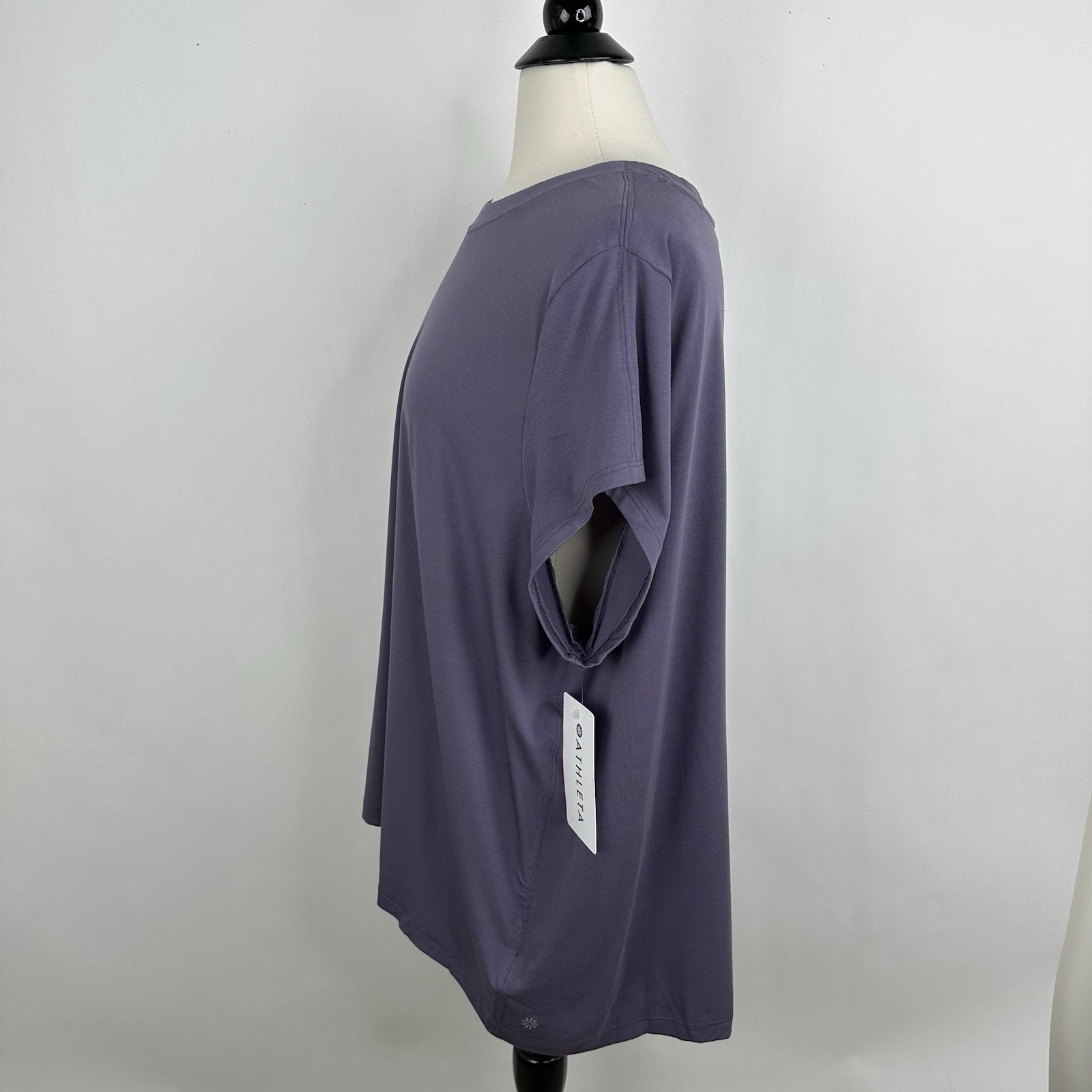Athleta With Ease Tee 1X Nightfall Purple TENCEL Modal NWT Yoga Top Breathable