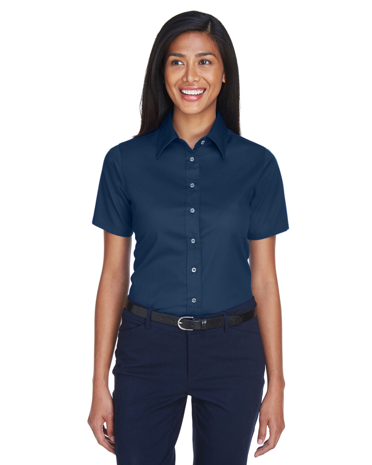 Harriton Ladies Easy Blend Short Sleeves Stain-Release Twill Shirt M500SW XS-3XL