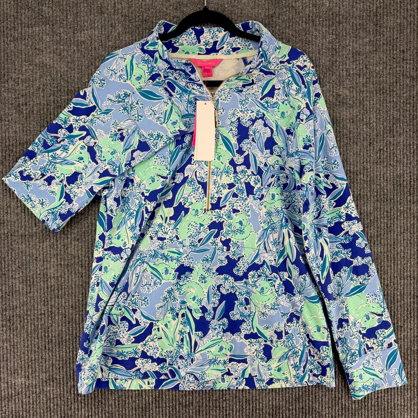Lilly Pulitzer Skipper Popover top half zip UPF 50 koalafications Large NWT