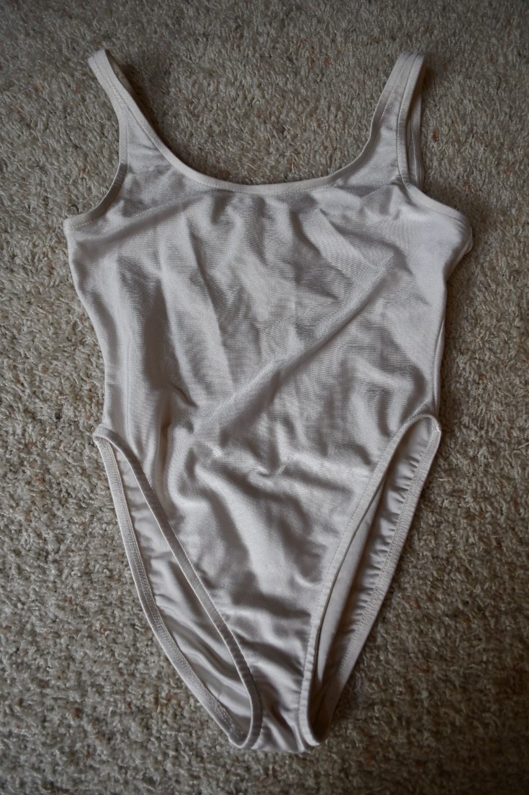 VINTAGE 90’S GILDA MARX WHITE FLEXATARD LEOTARD NYLON SPANDEX LARGE