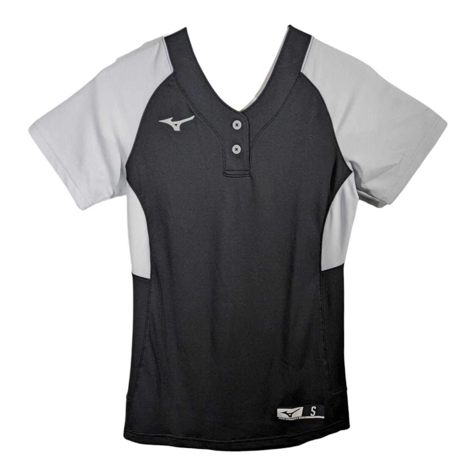 Women Black Softball Jersey Shirt with Gray Mizuno Performance Size Small