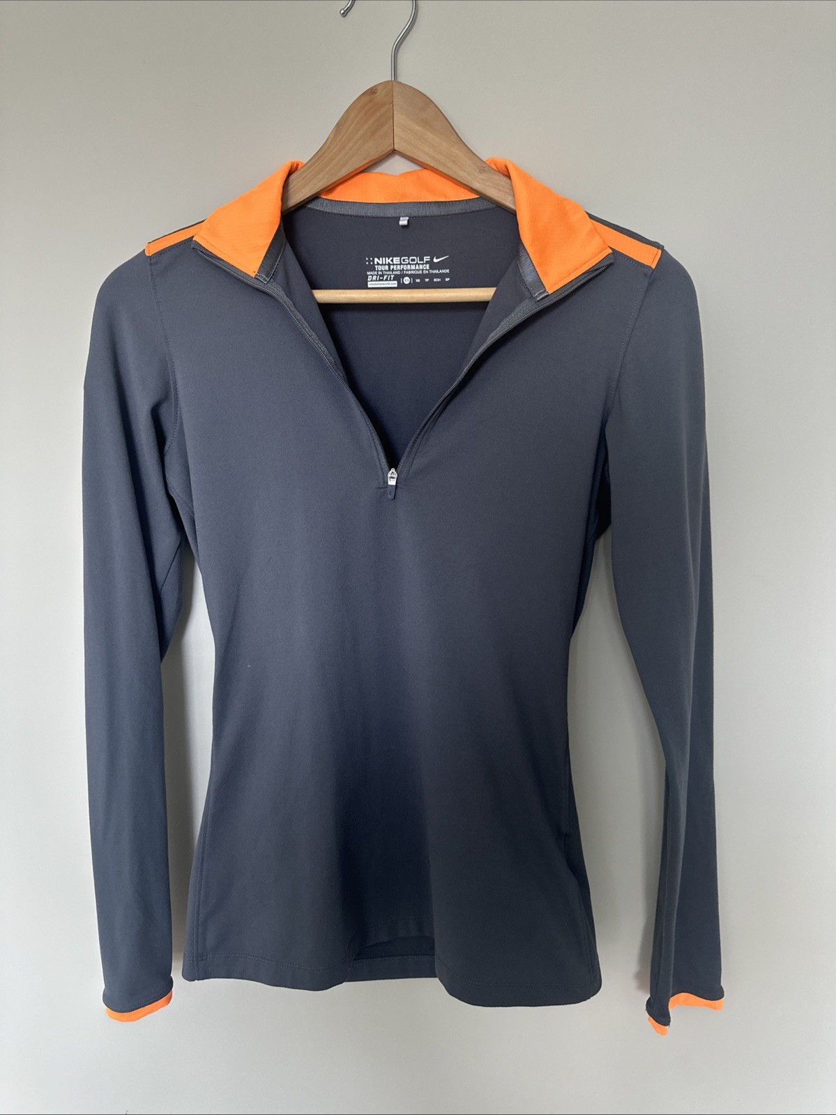 Nike Golf Dri-FIT Tour Performance Women’s XS Gray Orange Pullover Top 005