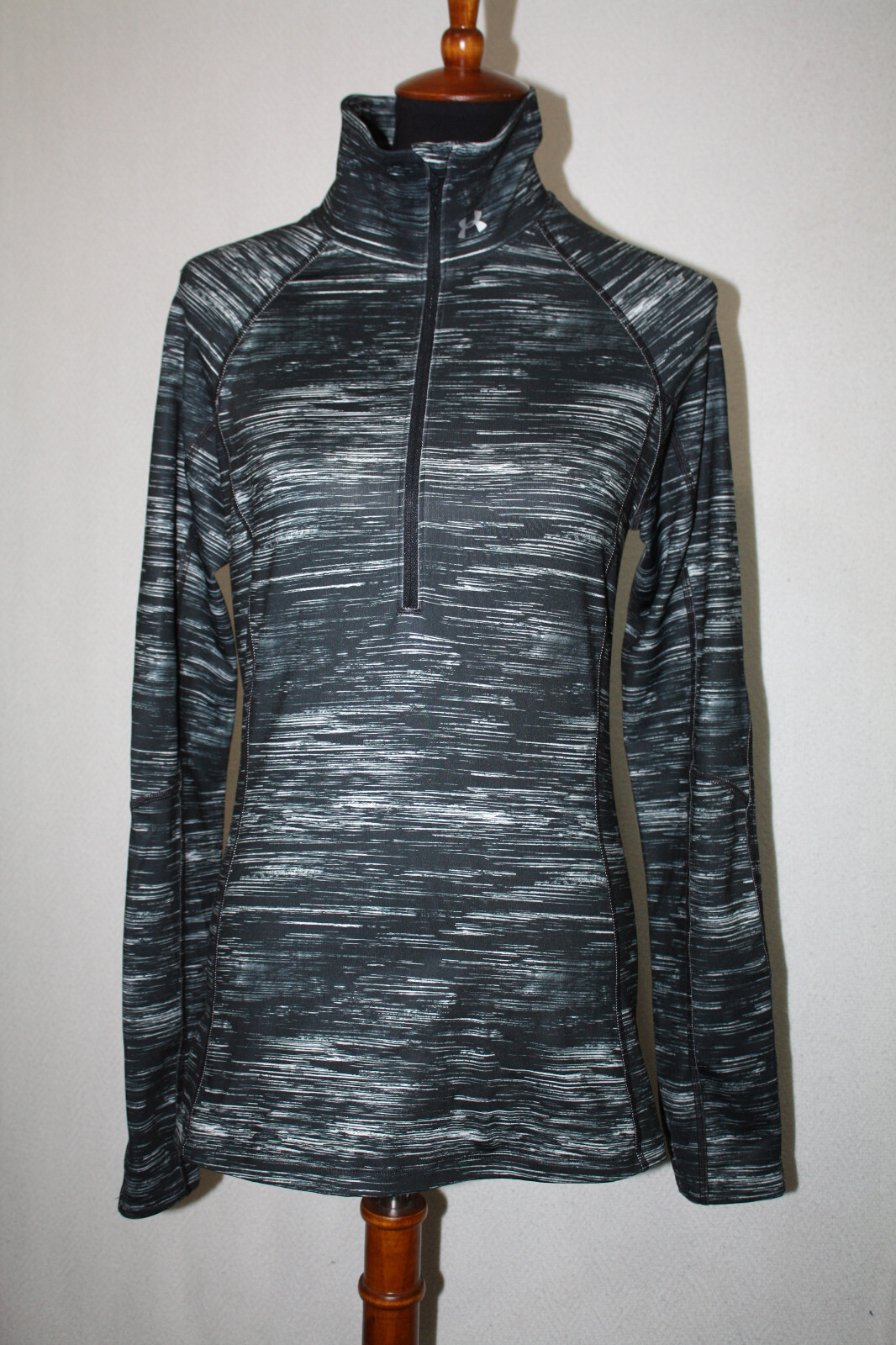Under Armour Sz M Coldgear Fitted Marled Gray Long Sleeve Stretch 1/4 Zip Top