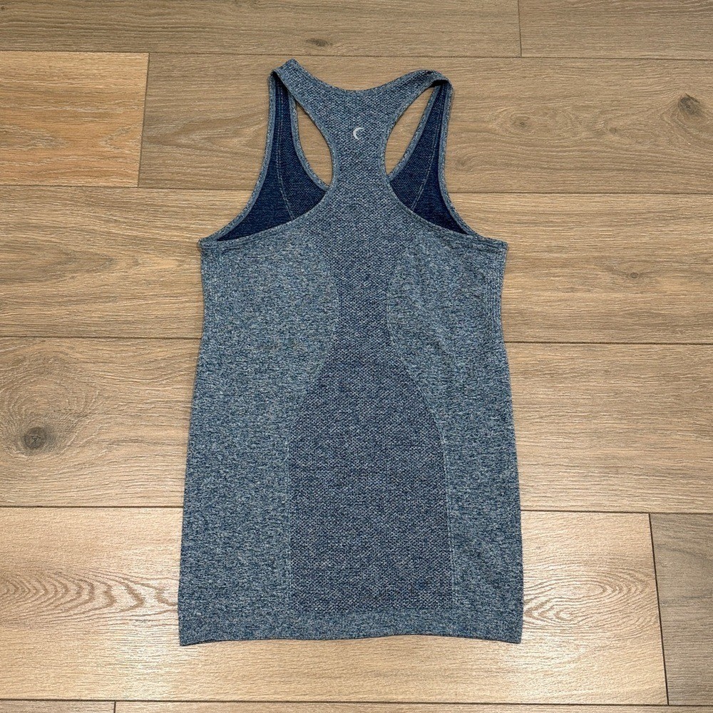 ZYIA ACTIVE Heather Blue Copper Charged Seamless Racerback Workout Tank Top Sz S