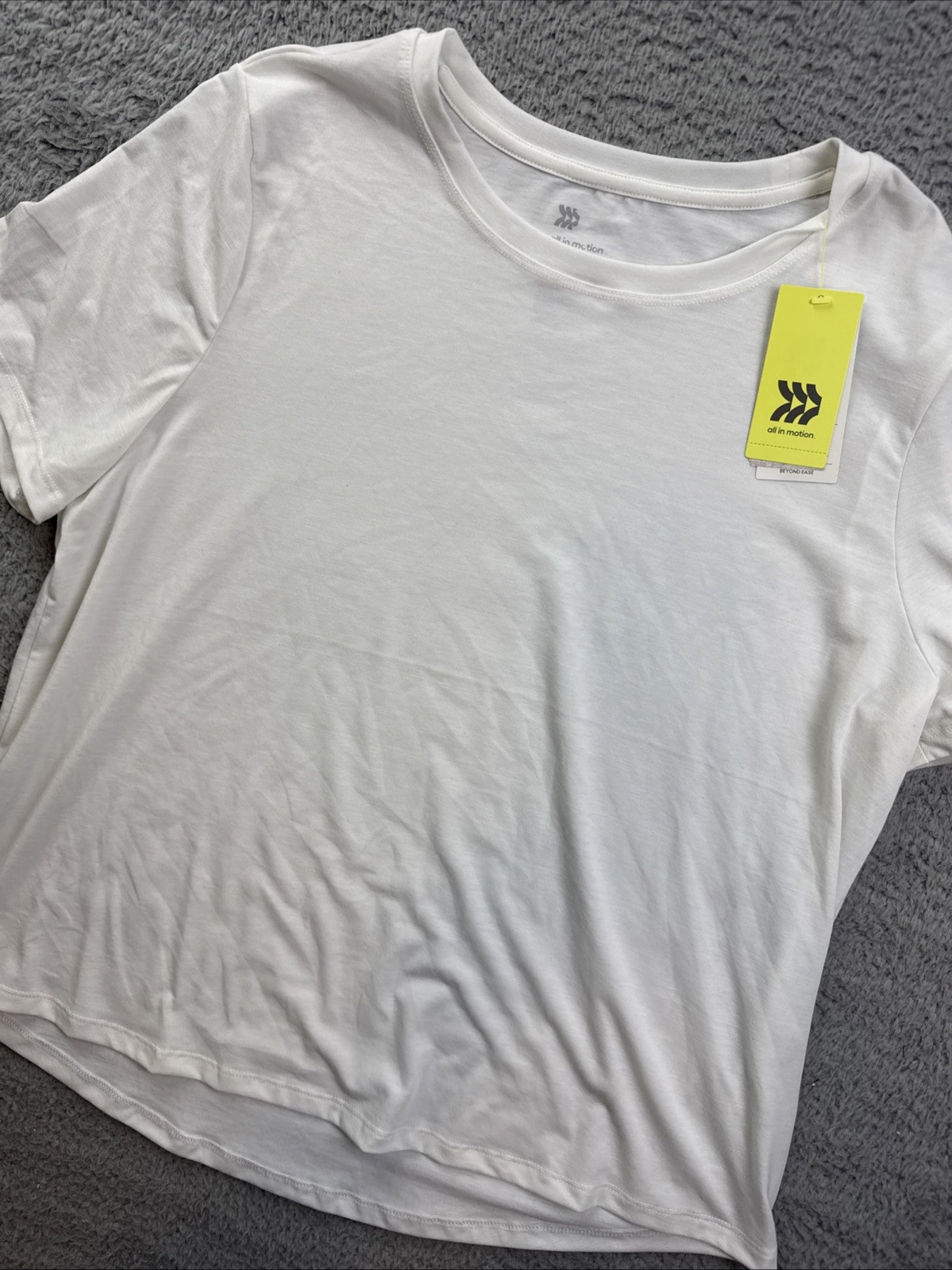 All in Motion Womens Large White Crewneck Leggings Friendly Short Sleeve T-Shirt