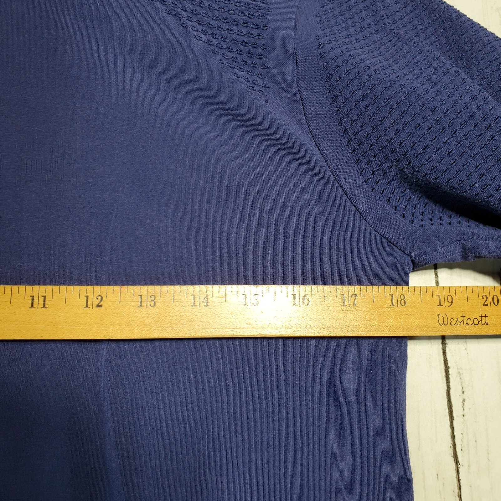 Fabletics Navy Crew Neck Mesh Long Sleeves Stretchy Top *Read*