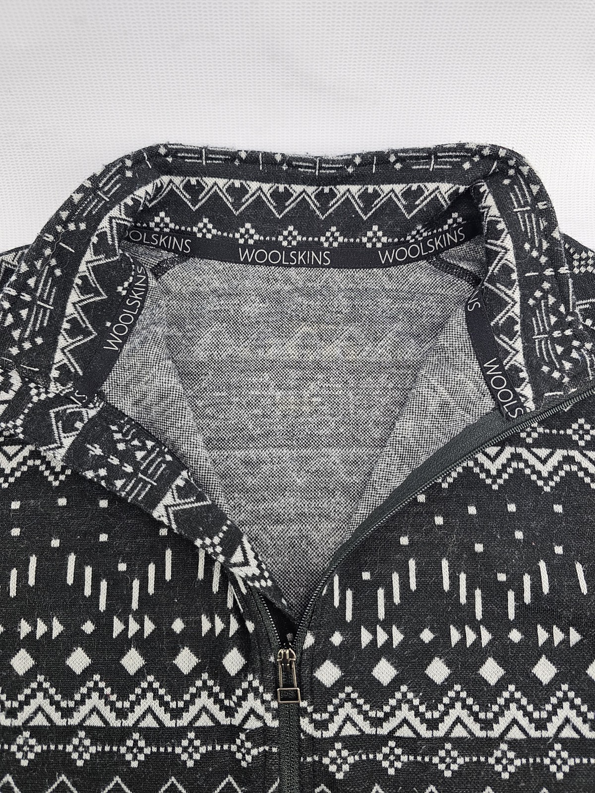 Terramar Woolskins Quarter-zip Pullover Aztec Print Black White Women’s Large