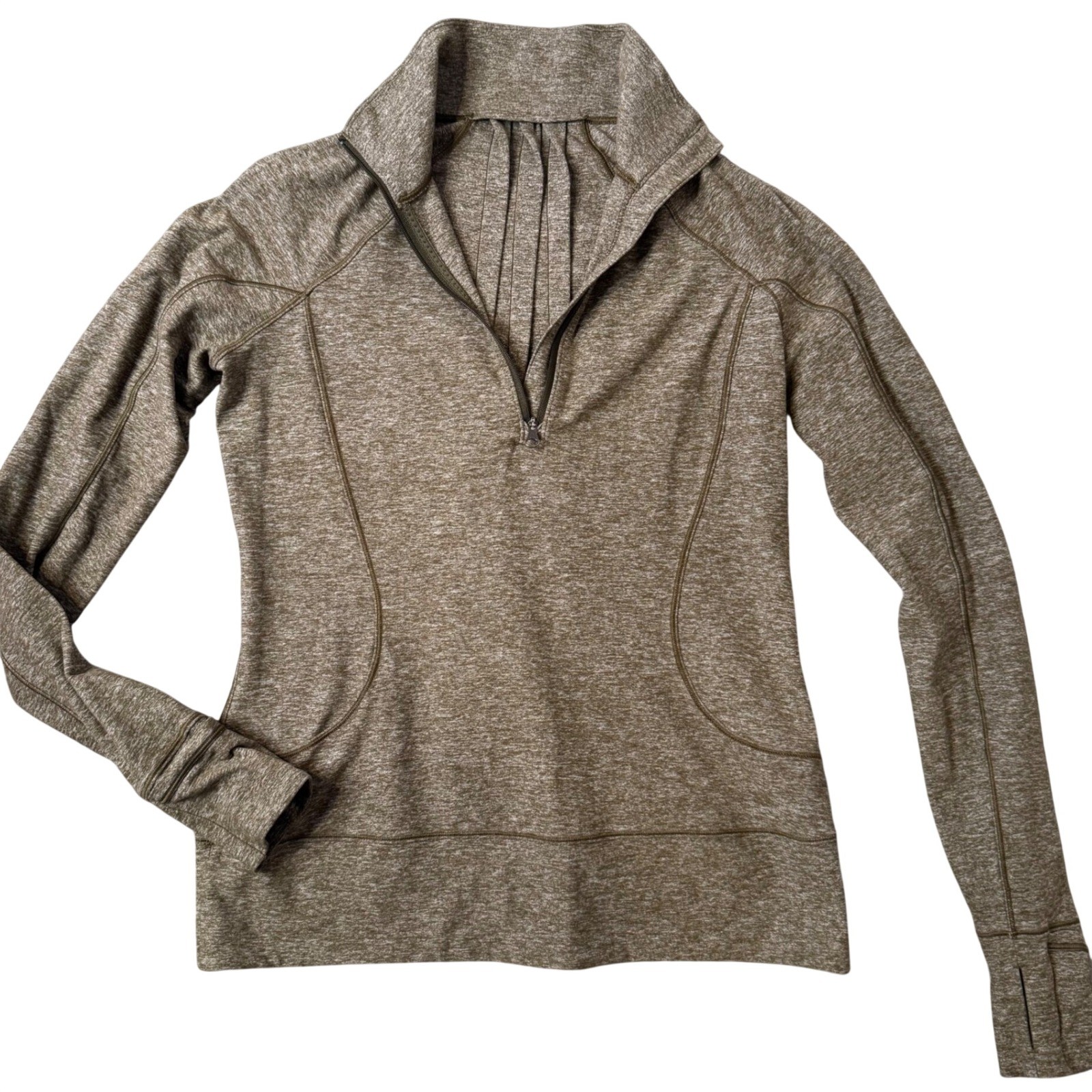 Lululemon Rush Hour 1/2 Zip Heathered Military Green Pullover Size 8 Active