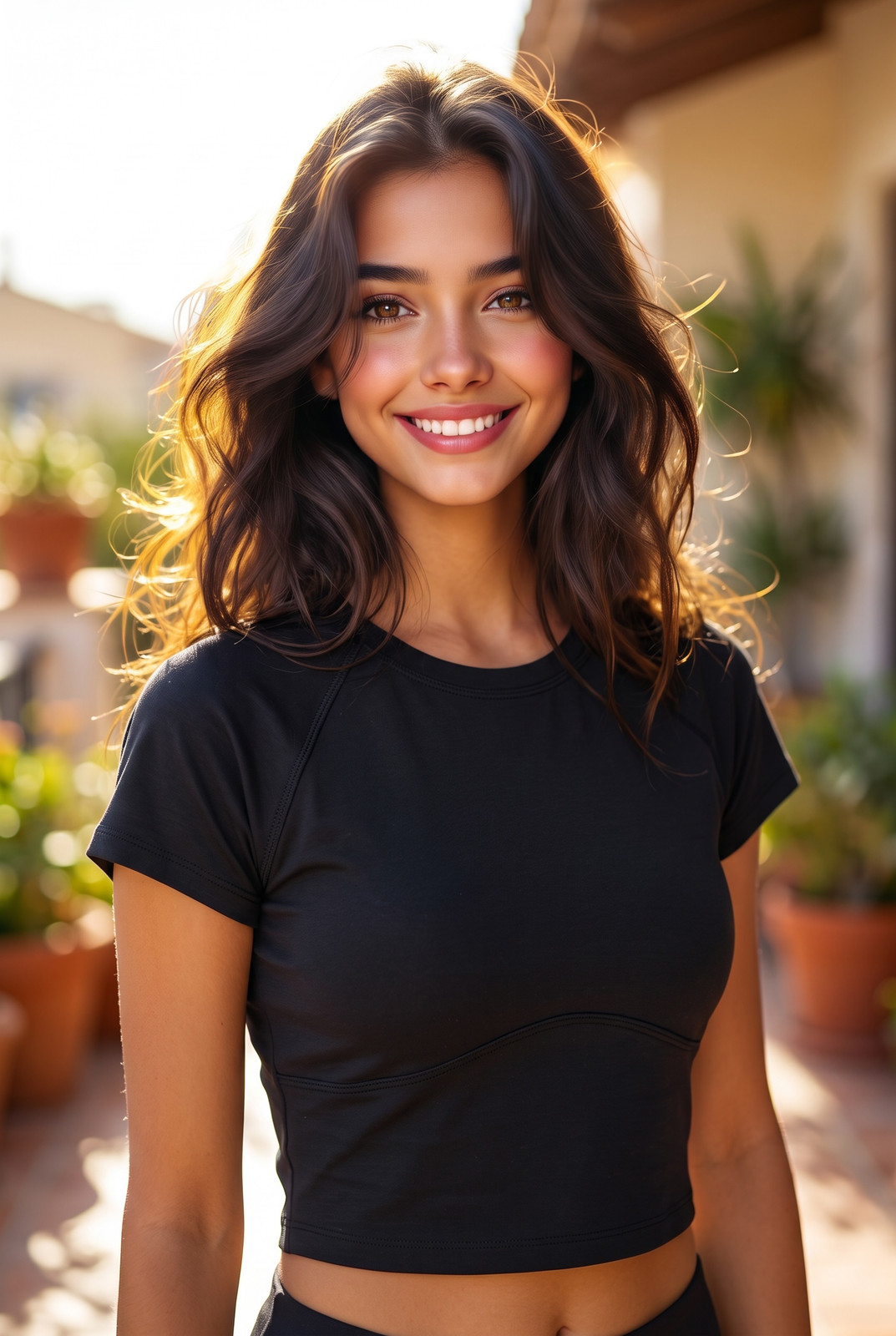 Black Cropped Activewear Top – Size Large