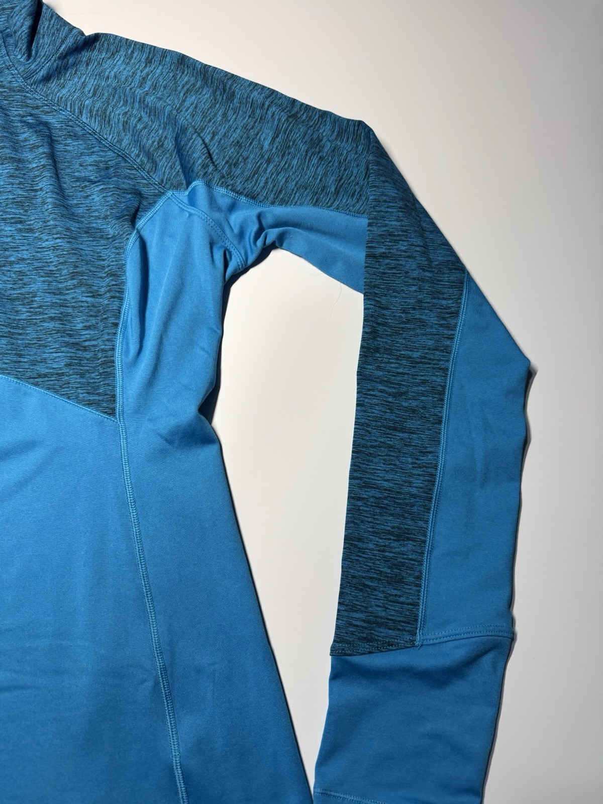 Reebok 1/4 Zip Pullover Blue Long Sleeve Mock V Neck Athletic Stretch Sz Large