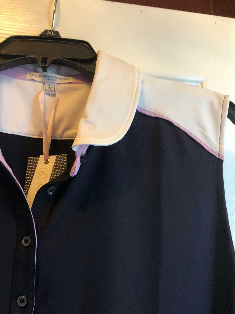 NWT Ladies FAIRWAY & GREENE Eclipse Navy Blue Sleeveless Golf Shirt – size XL