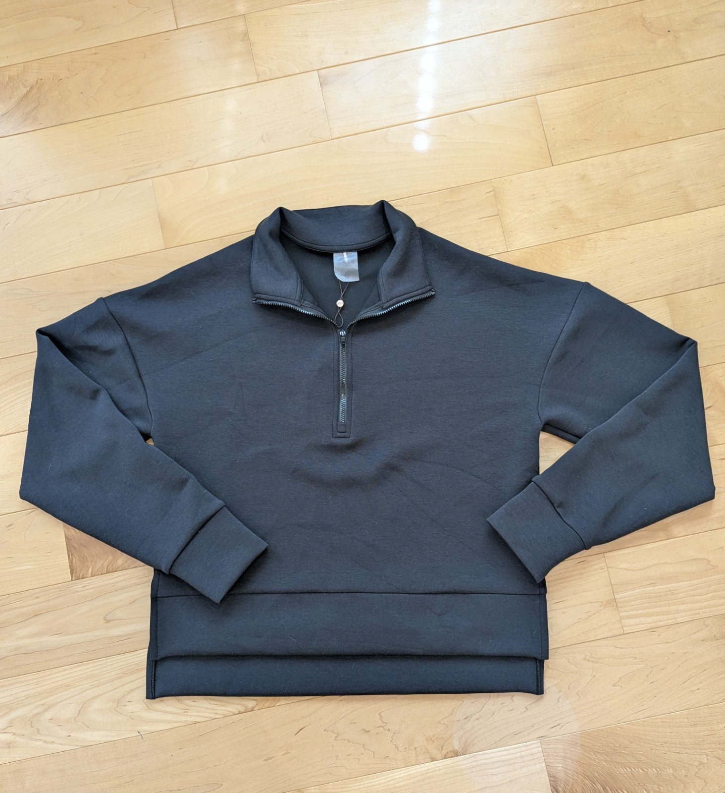 CALIA Scuba Pure Black Pullover 1/4 Zip Mock Neck Sweatshirt Long Sleeve Medium