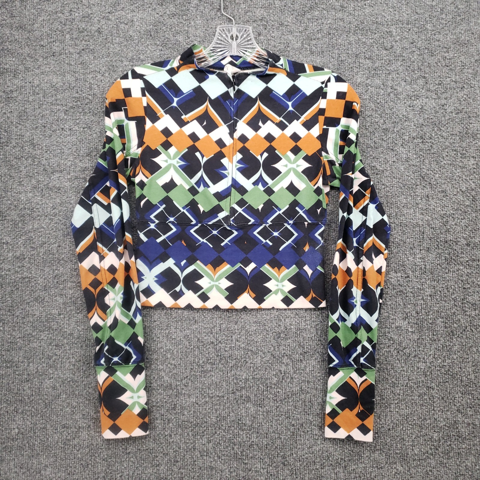 Daily Practice AnthropologieTop Womens 2XS XXS Blue Zip Up Cropped Long Sleeve