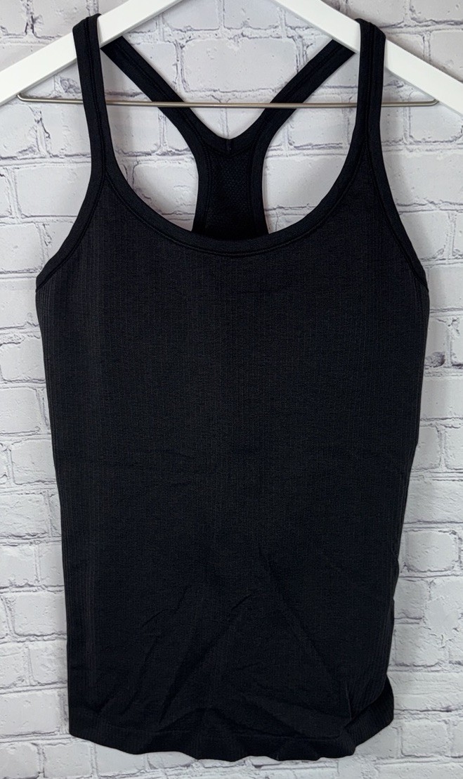 LULULEMON Ebb To Street Tank Black Women’s Size 10 Ribbed Racerback Top Bra