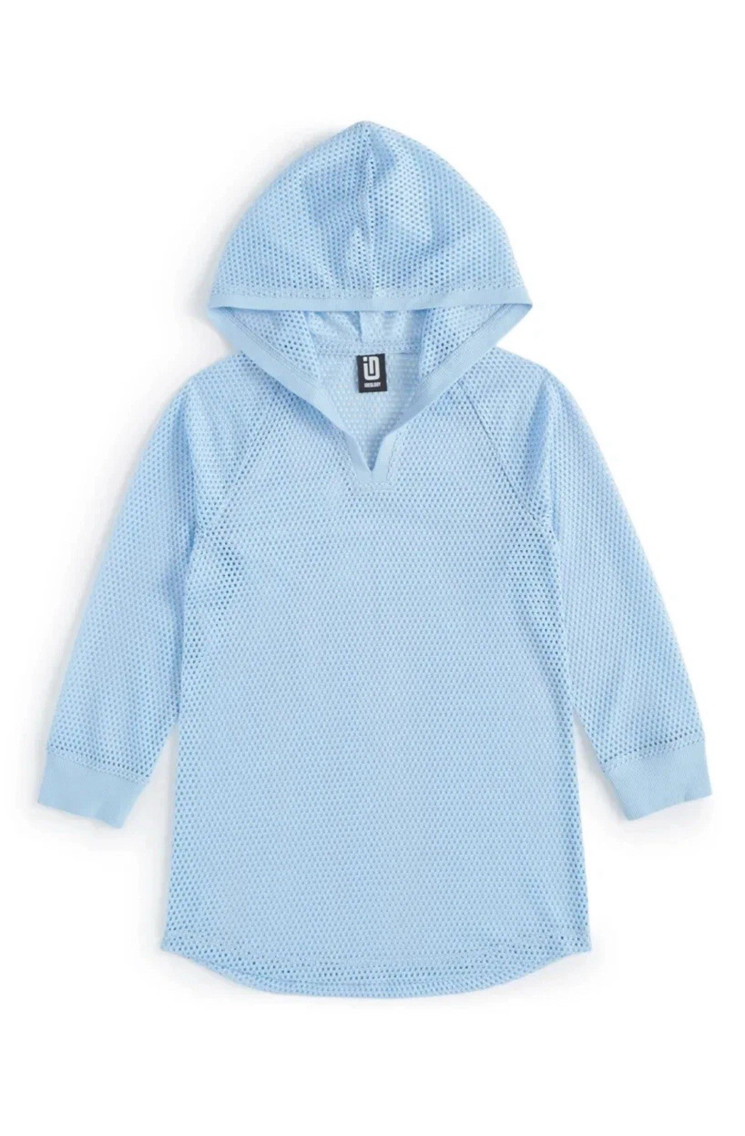 ID Ideology Mesh Long-Sleeve Hooded Cover-up Big Girls S Skysail Blue Pullover