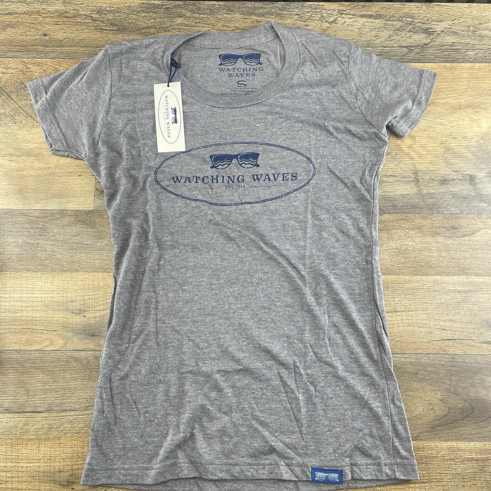 Watching Waves Sz Small Womens Gray Tee Shirt Top Private Selection Apparel