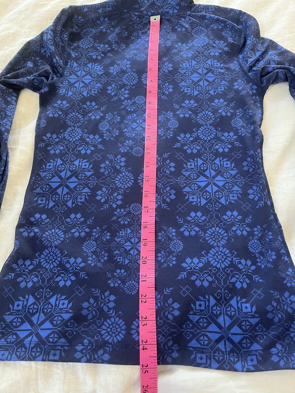 Terramar Cloud Nine Ruched Base Layer Top Turtleneck- Women’s Size XS Navy Print