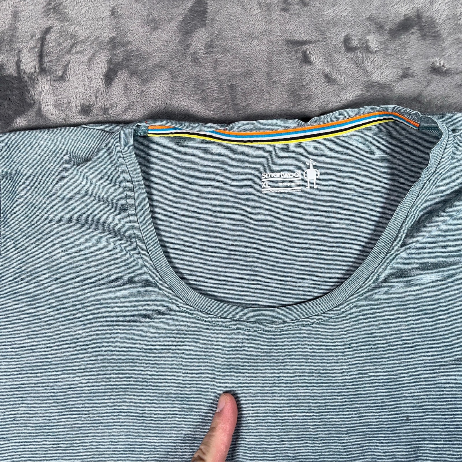 Smartwool Merino Wool Base Layer Shirt Womens XL Blue Short Sleeve Crew Neck