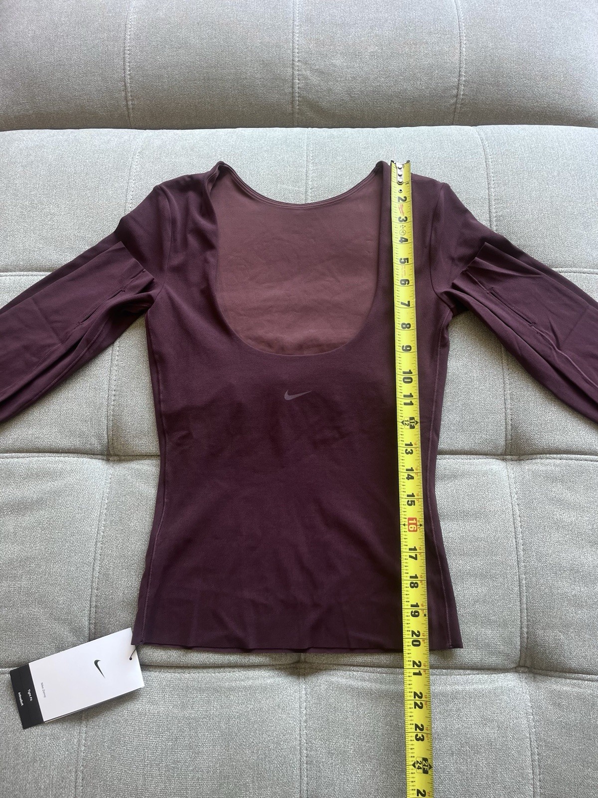 NWT Nike Zenvy Women’s Dri-FIT Yoga Top Prune XS Tight Fit Burgundy HV3539-652
