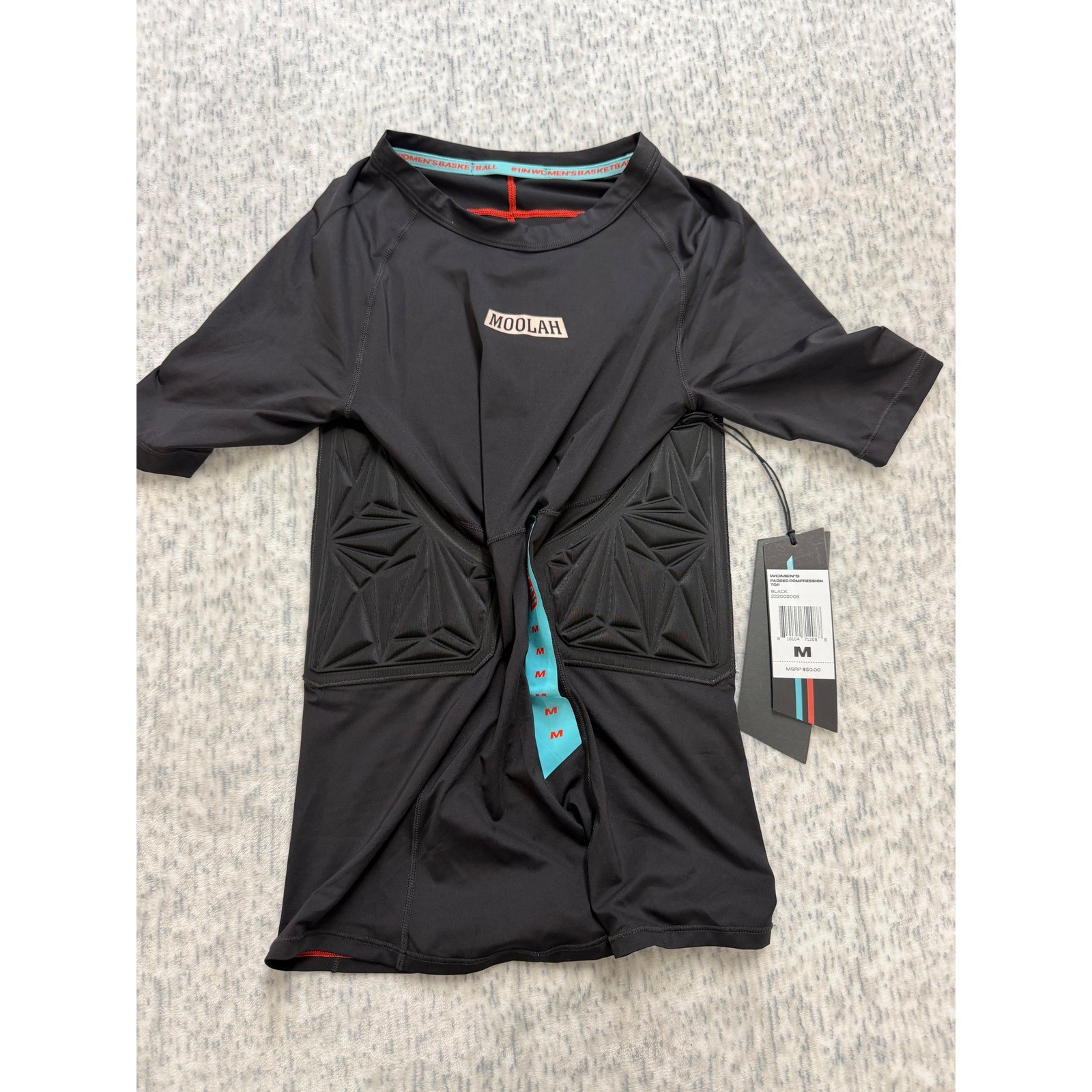 Moolah Kicks Womens Padded Compression Top Black Rib Protection Shirt M