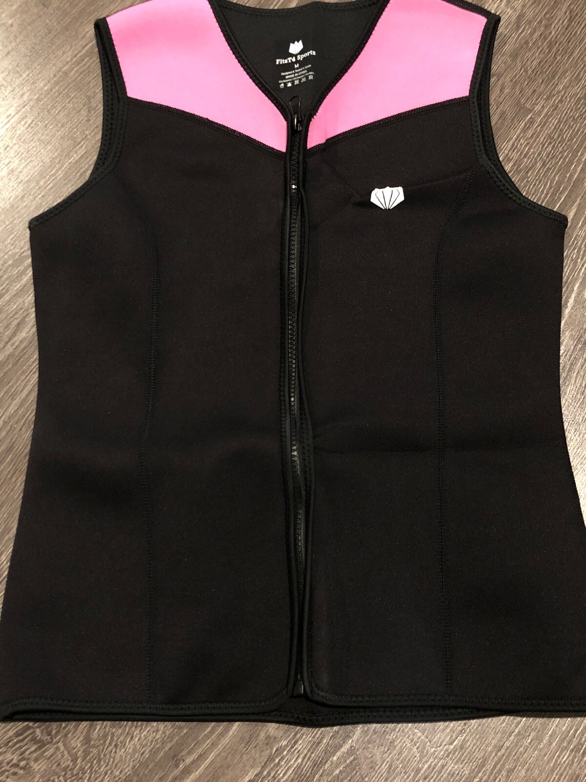 Fit 4 Med W/ Zipper Neoprene Vest Black W/pink New