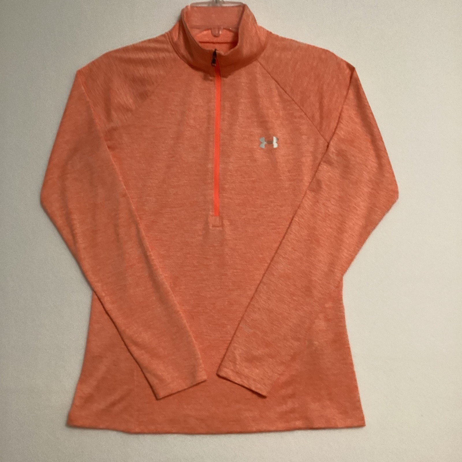 Under Armour Heat Gear Womens M Loose Fit 1/4 Zip Pullover Top Orange Heather