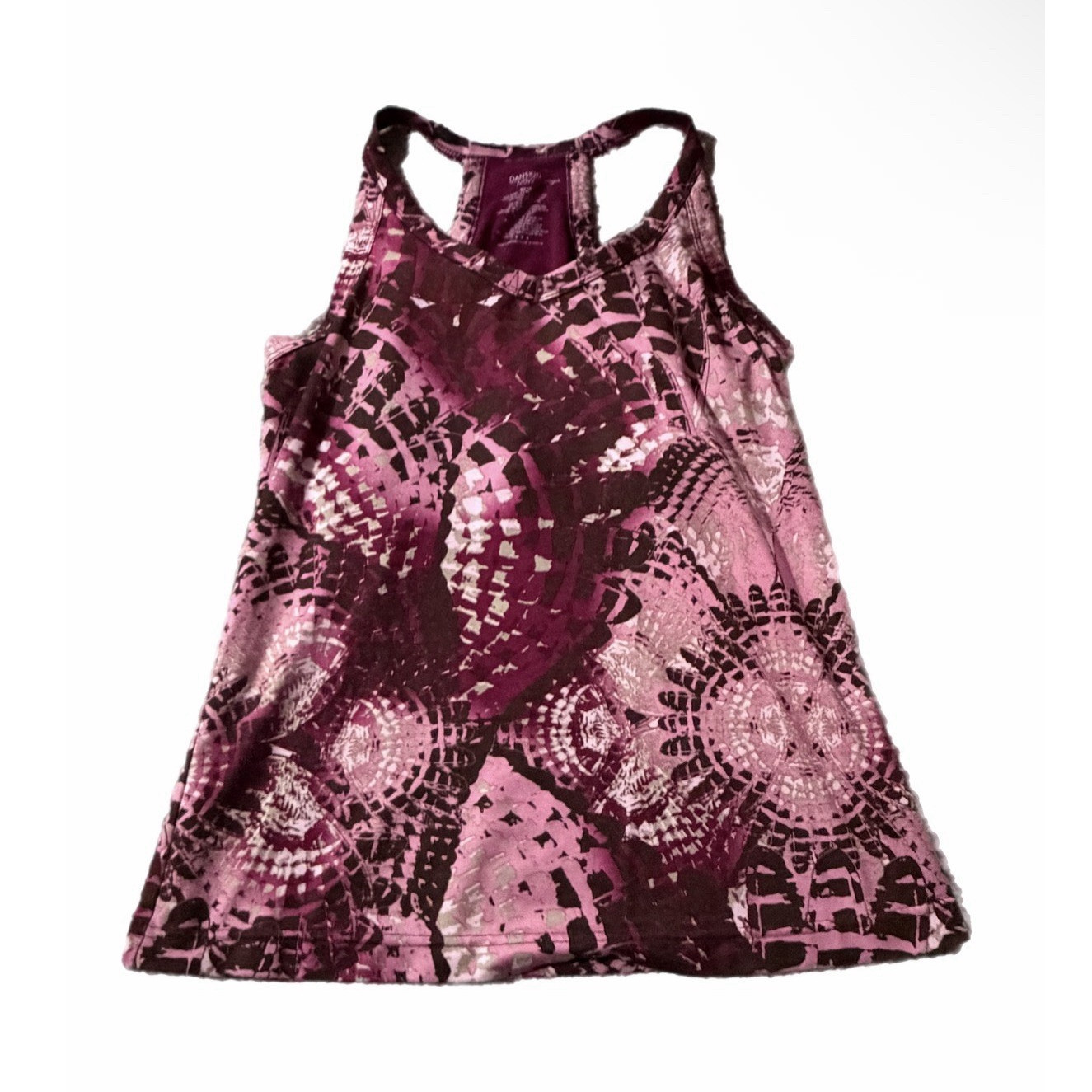 Danskin Now Yoga Racerback Tank Top Geometric Purple Pink Black Stretch M 8-10
