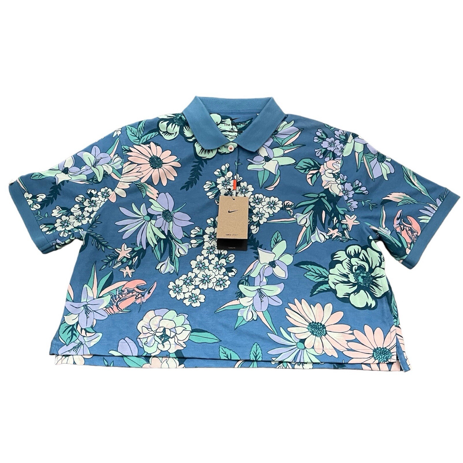 NEW Nike Women’s Golf Polo Shirt Size Medium M Floral Cropped Dri-Fit DH2478-469
