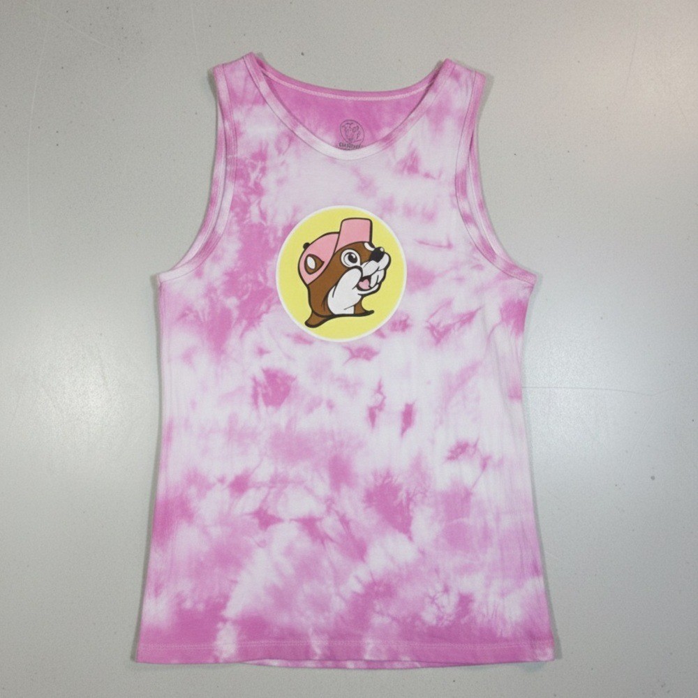 Buc-ees Pink Tie Dye Muscle Shirt Small Athleisure Activewear Texas Gear