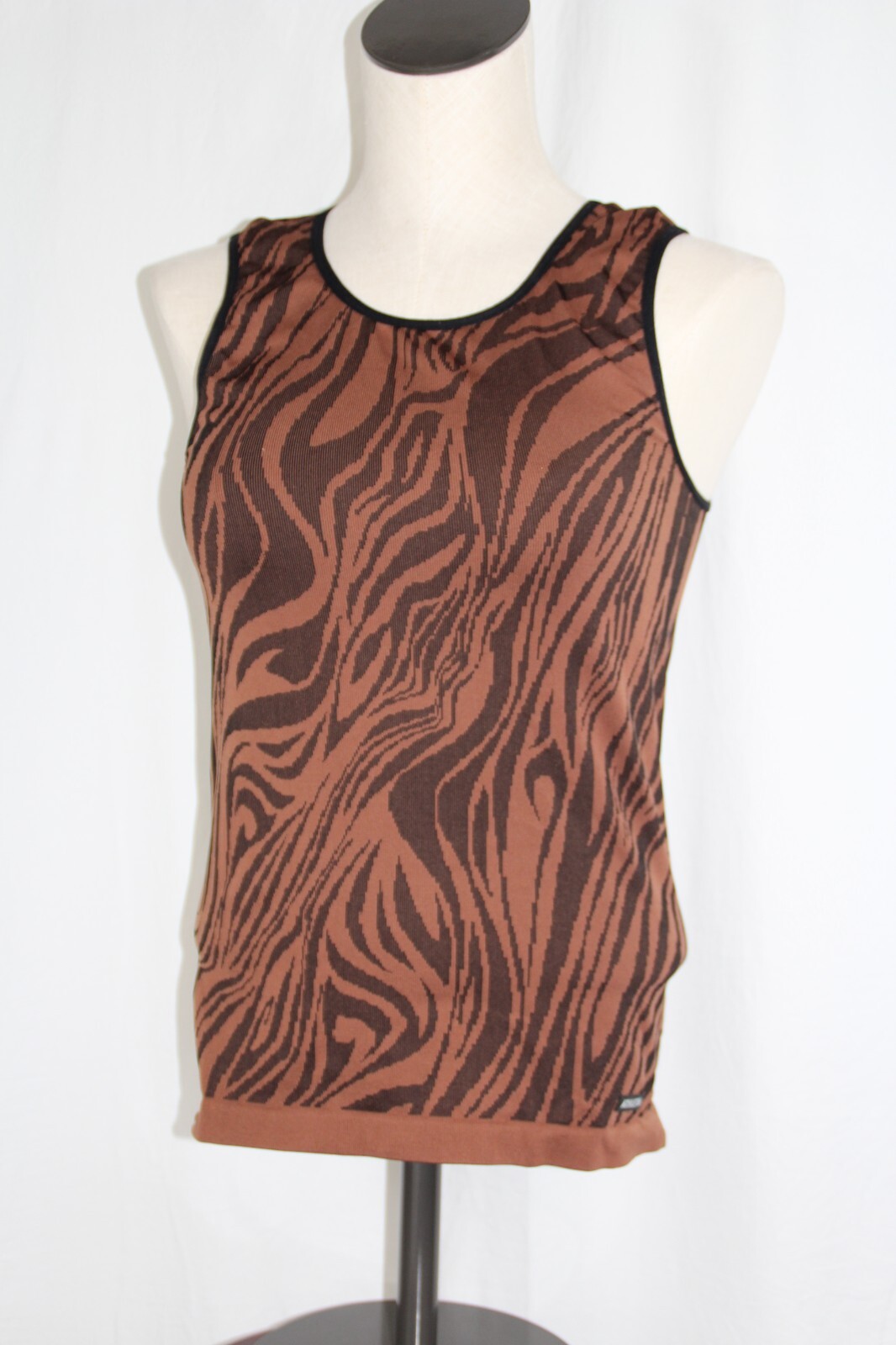 Athleta Seamless Wood Zebra Tiger Stripe Print Stretch Tank Shell Top Size M