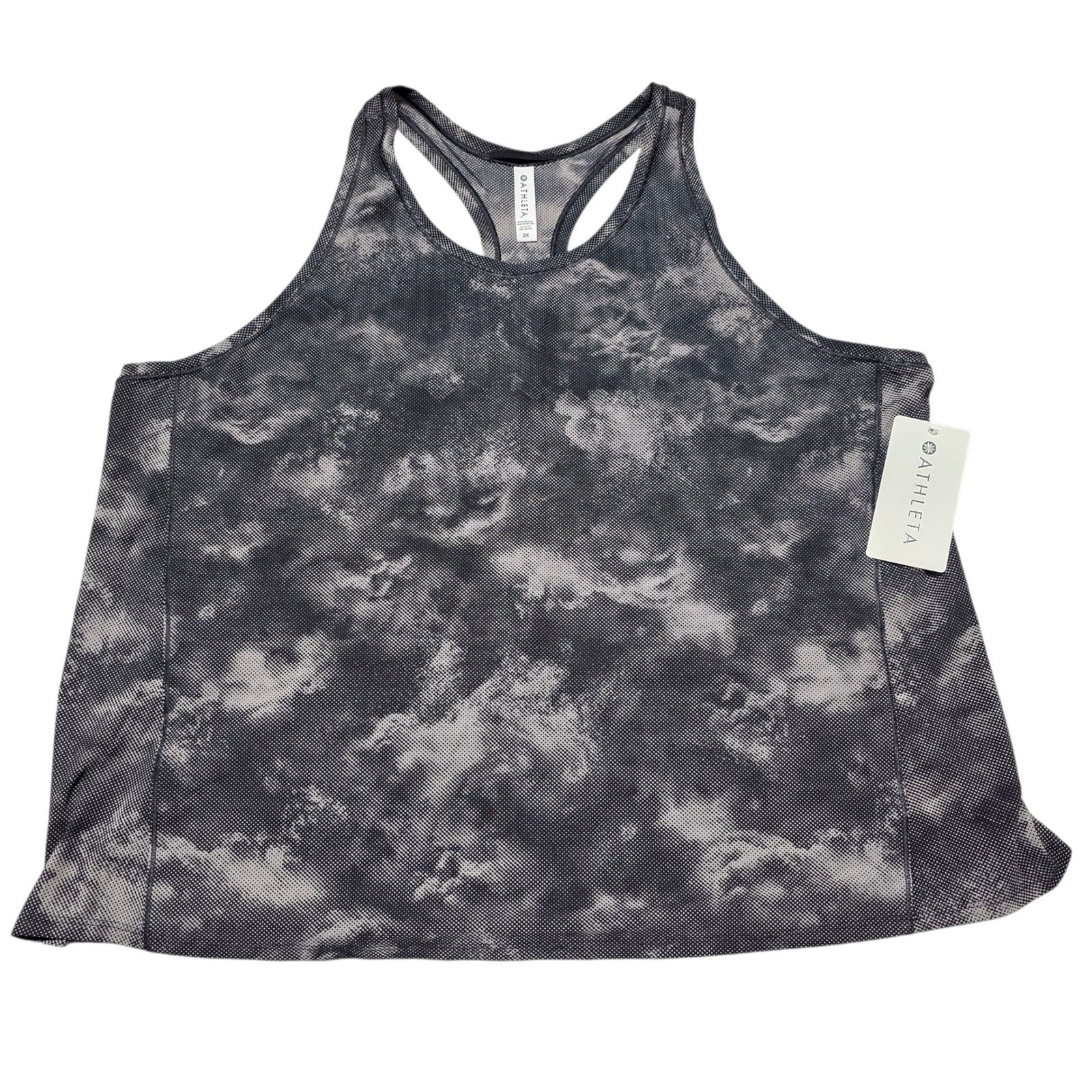 Athleta Ultimate Printed Train Tank Women 3X Black Grey Tie Dye Racerback New