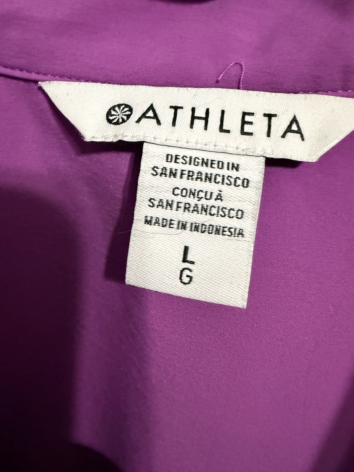 Athleta Oversized Poplin Full Zip Button-Up Women’s L Purple