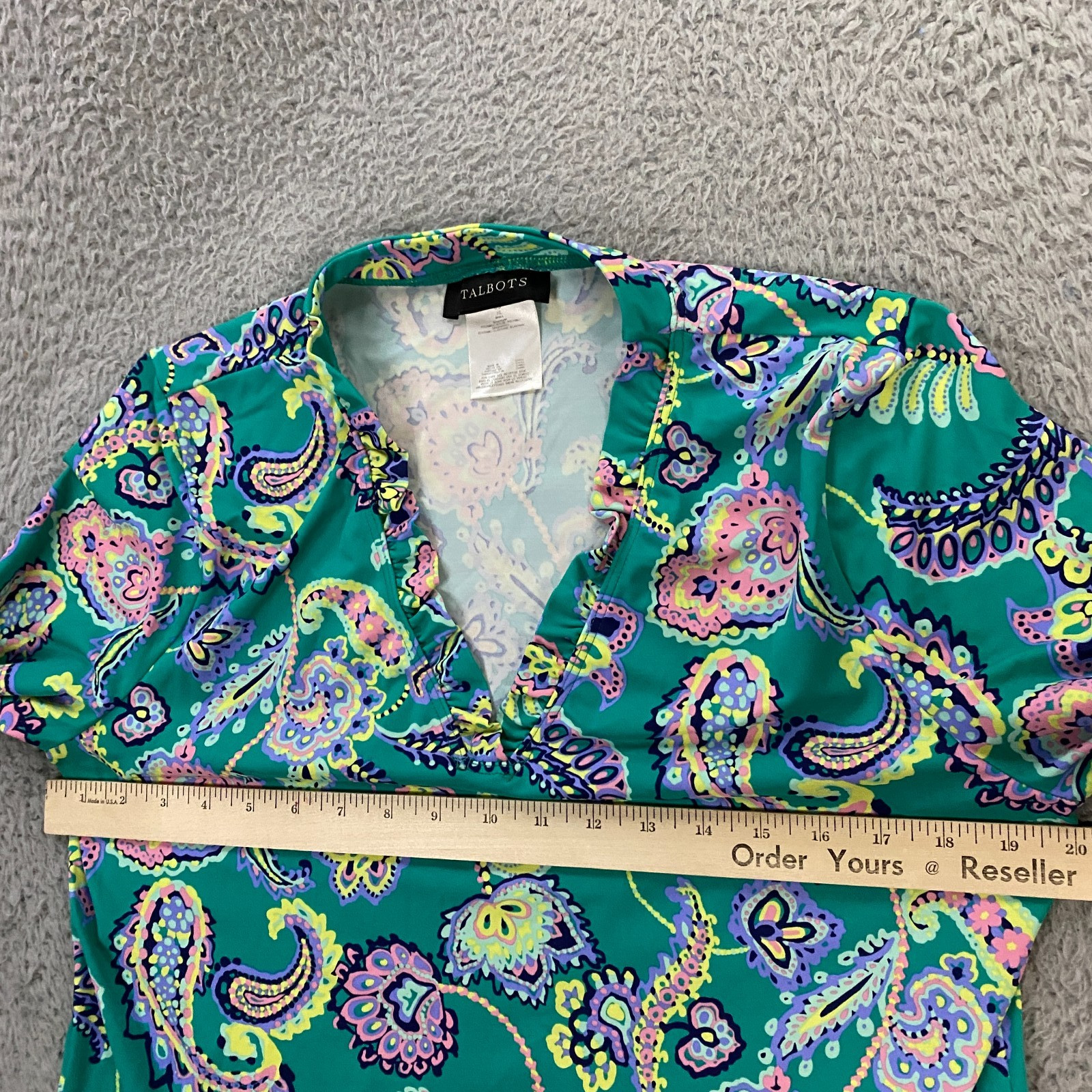 Talbots Top Womens 12 Performance Stretch Paisley Tennis Golf Summer Cover Up