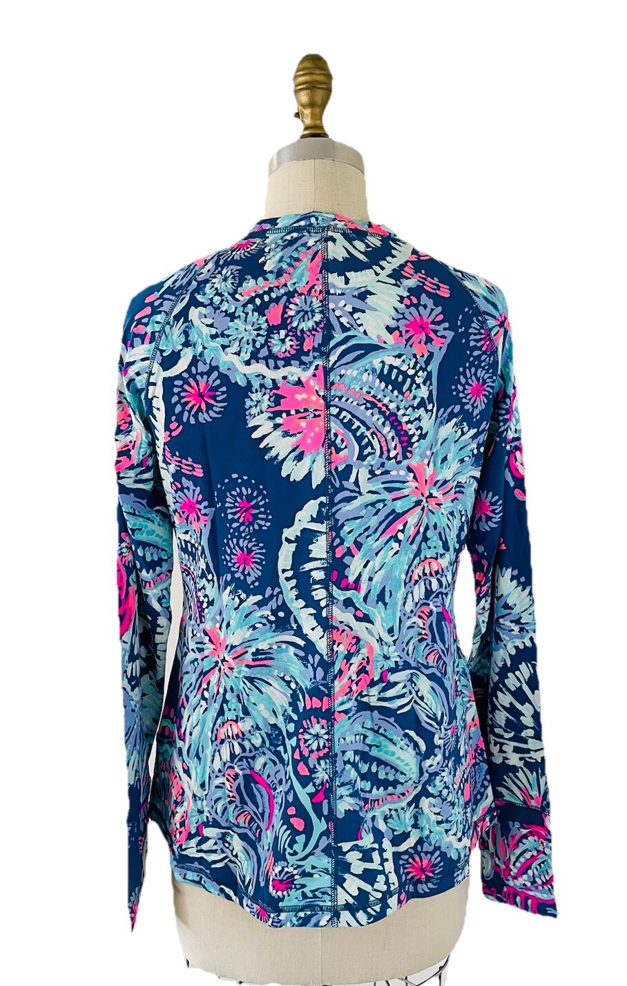 Lilly Pulitzer Luxletic UPF 50+ Delaynee Meryl Nylon Sunguard Deep Indigo L