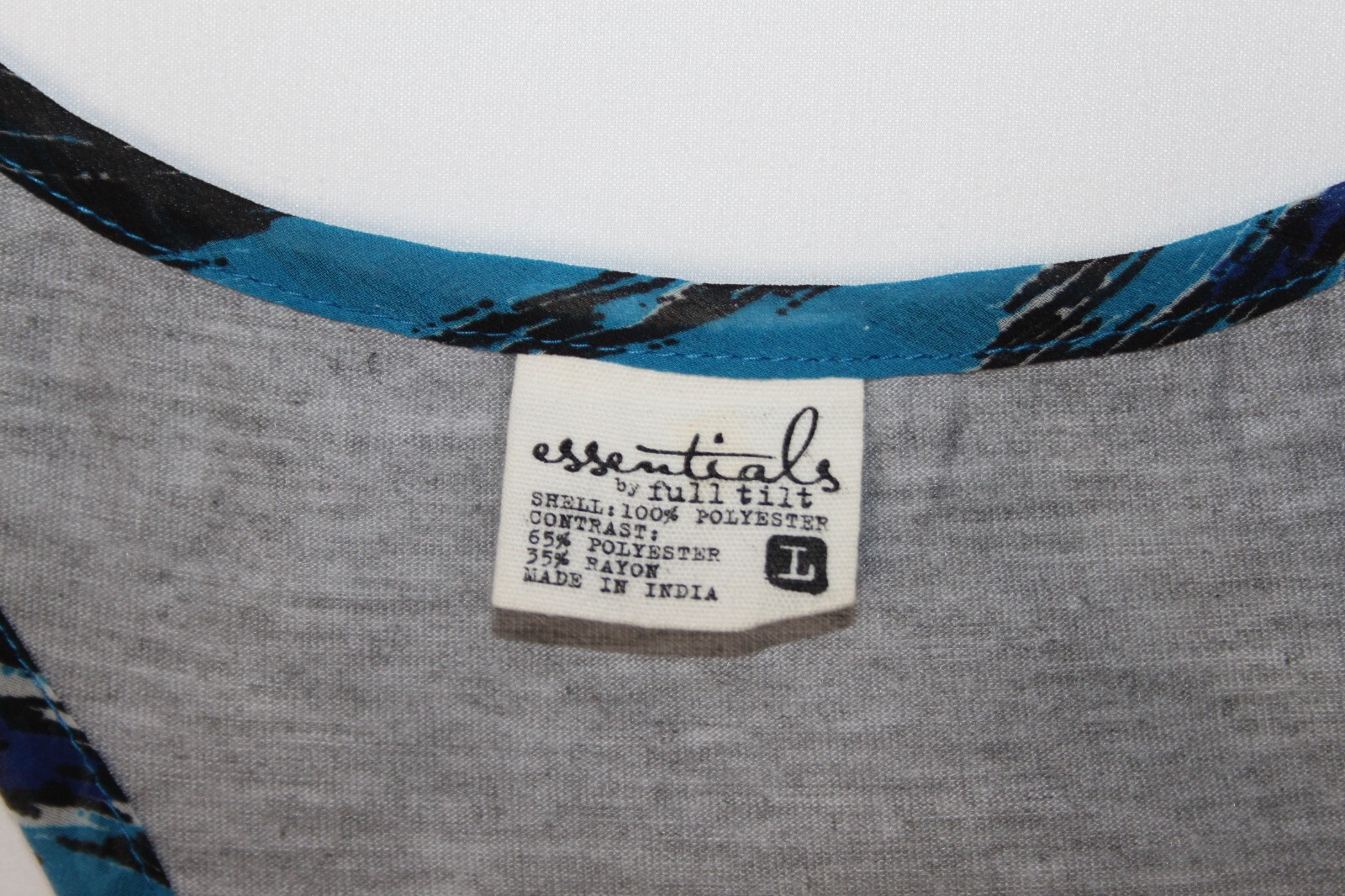 ESSENTIALS by FULL TILT WOMENS RACERBACK TANK TOP SZ L BLUE BLACK GREEN GRAY