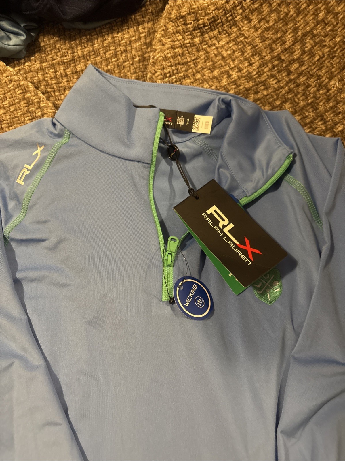 RLX Ralph Lauren Golf Performance Pullover Blue Half-Zip Sz S NWT