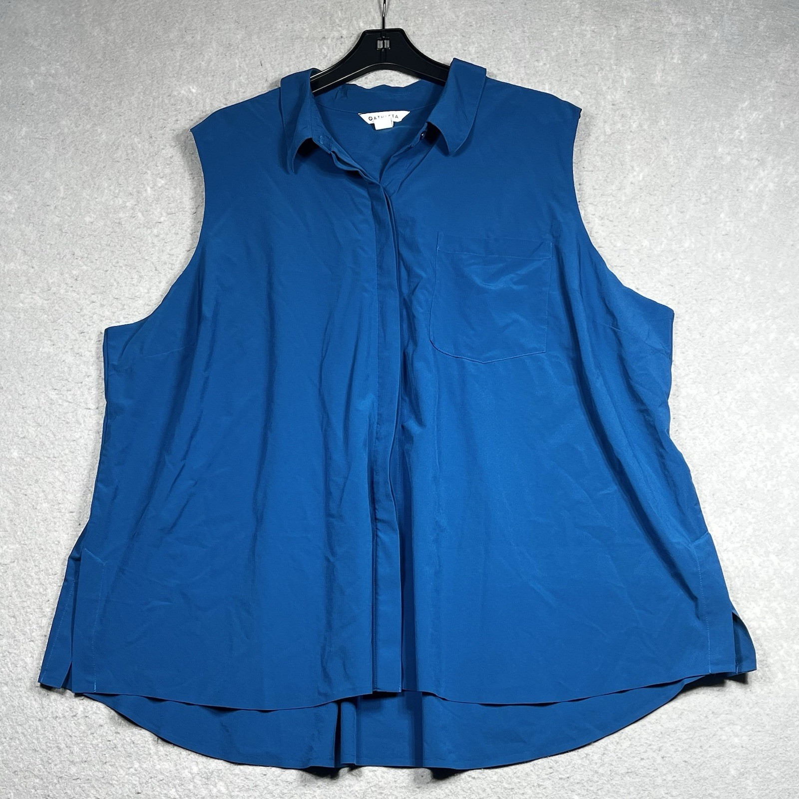 Athleta Everlasting Tank Womens 3X Blue Sleeveless Button Down Shirt Active