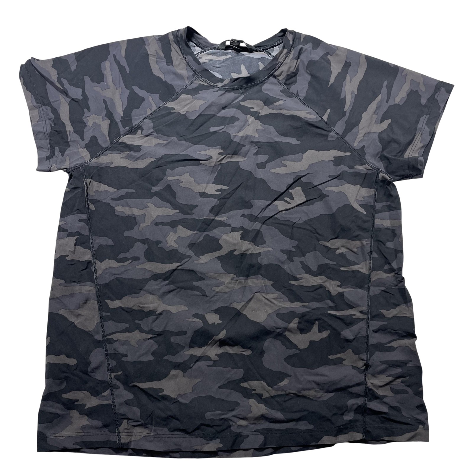 Athleta Shirt Womens Medium Gray Camo Ultimate Train Tee Short Sleeve Yoga